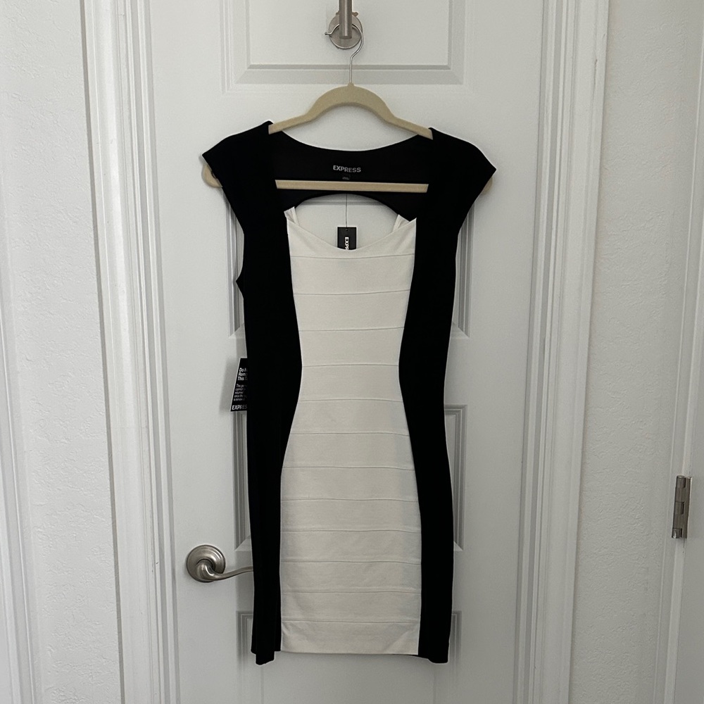 Express Two-Tone Black and White Mini Dress